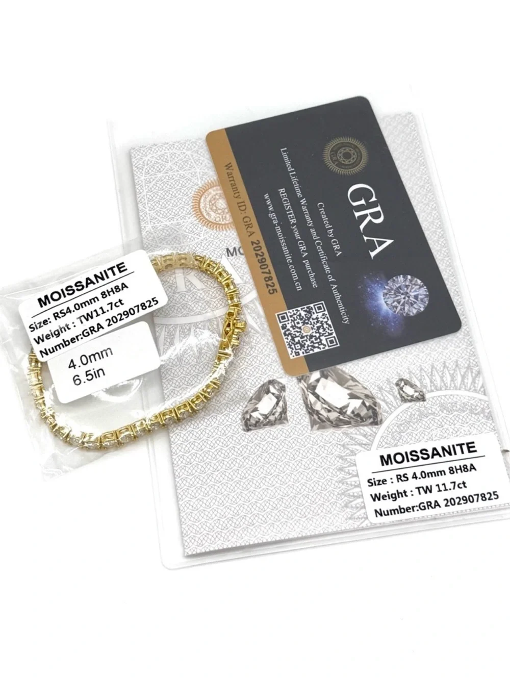 18K Gold Plated, 11.7CTW Moissanite Tennis Bracelet